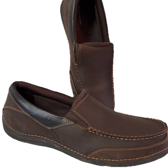 Rockport Men’s Leather Loafers Brown EUC Size 14 W - Picture 3 of 12